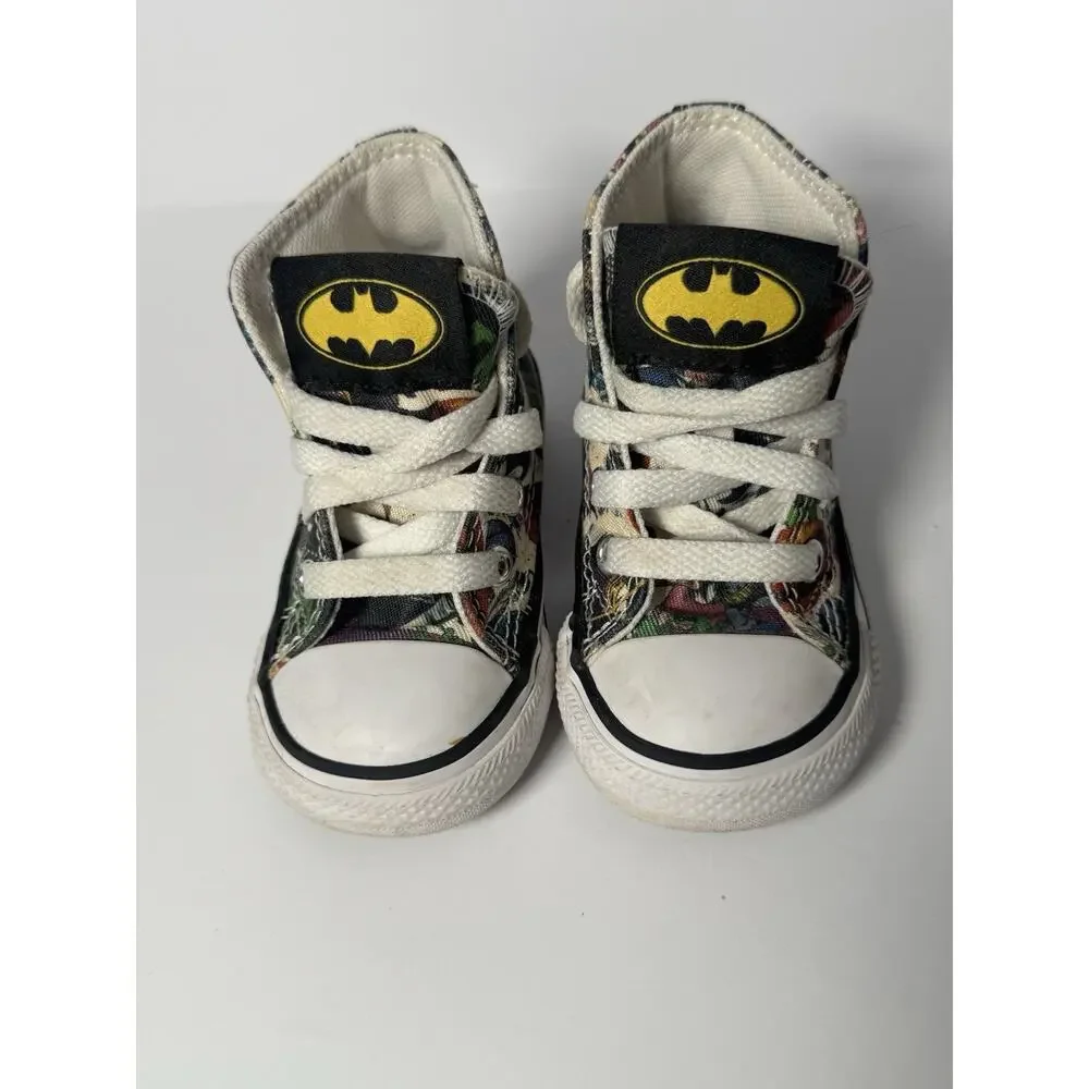 Converse Batman Toddler High Top Sneakers Size 4 Comic Print Shoes